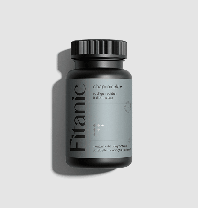 Fitanic sleep complex supplement bottle with melatonin, B6, L-tryptophan, 30 tablets