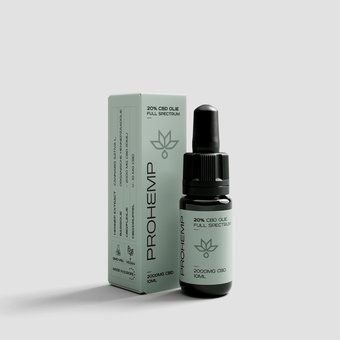 10ml full spectrum CBD oil dropper bottle with box, 20% CBD, 2000mg, green packaging