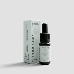 Full spectrum 5% CBD oil 500mg 10ml dropper bottle with box, vegan and GMO-free